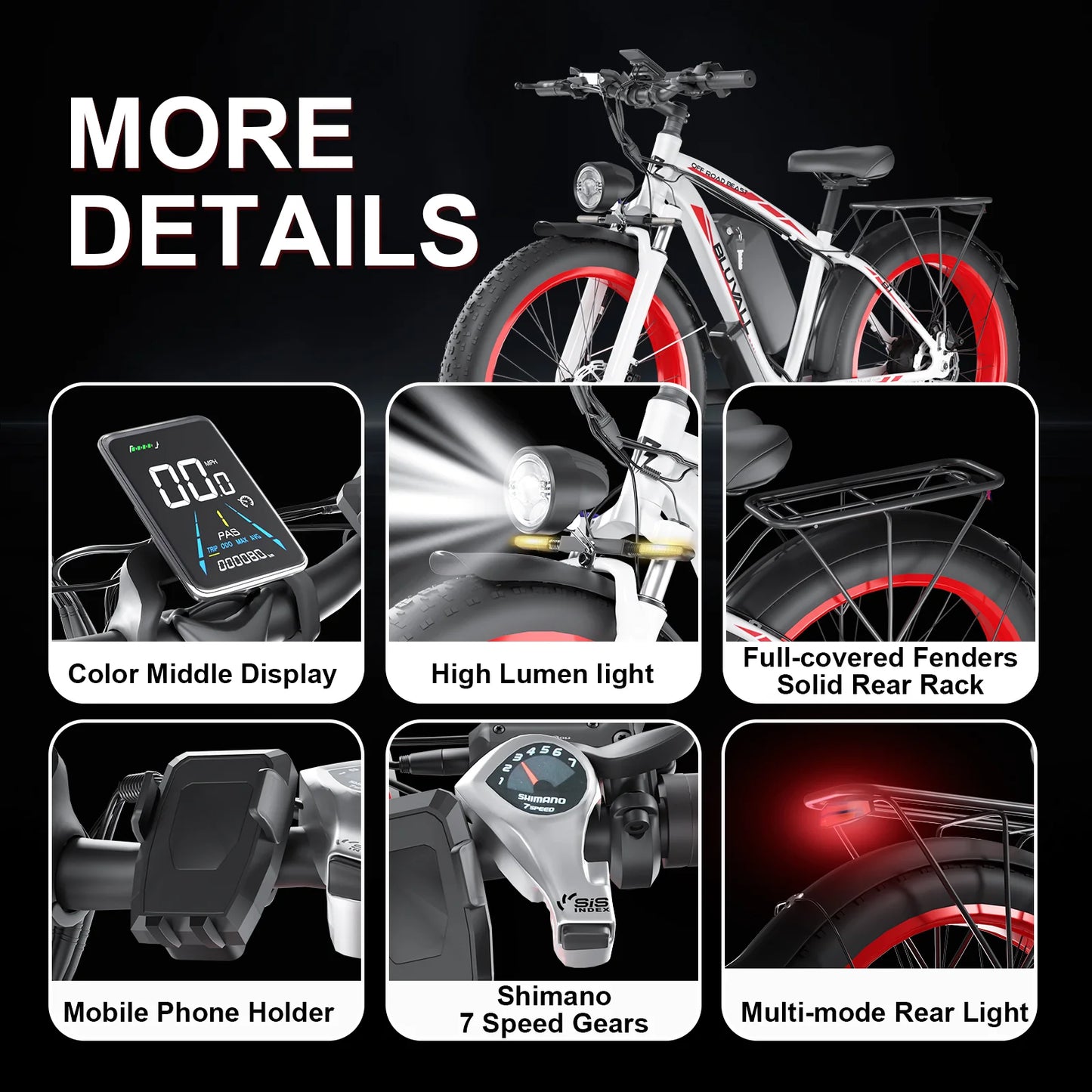 V1 Dual Motor E-Bike By Bluvall -  Full Suspension 35MPH 80 Miles Electric Bike