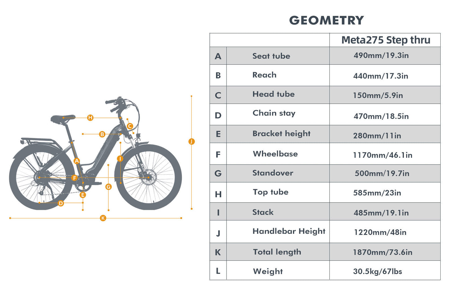 META275   E-Bike by Eunorau - 27.5" City Model Meta275