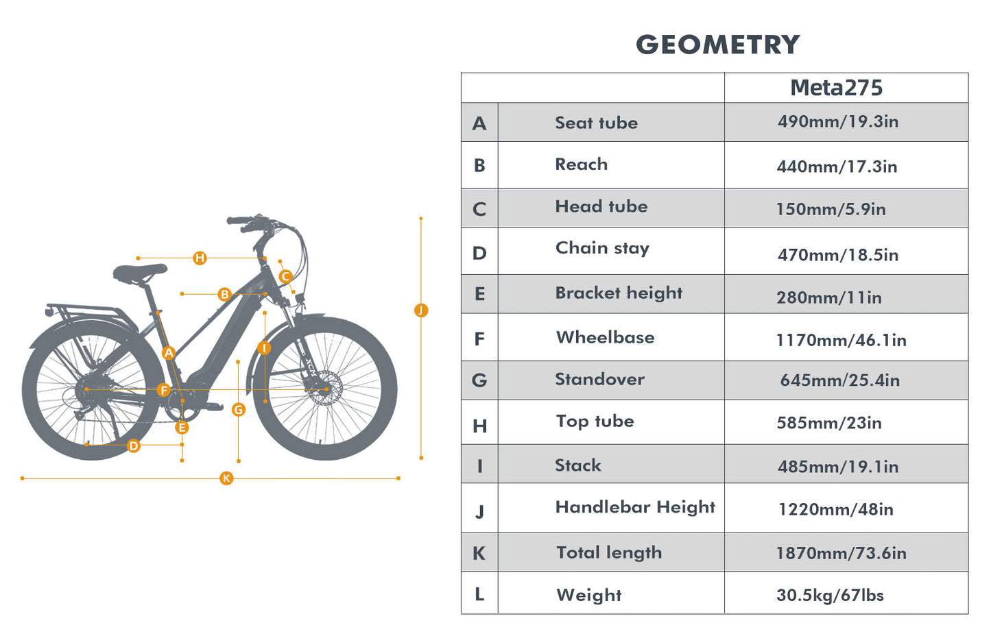 META275   E-Bike by Eunorau - 27.5" City Model Meta275