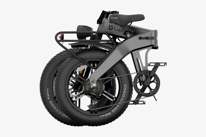 The X1 E-Bike by Luckeep  - Folding - 30 MPH - 20 x 4 Fat Tire Mountain or City E-Bike - Features front suspension, hydraulic disc brakes and turn signals for easier storage.